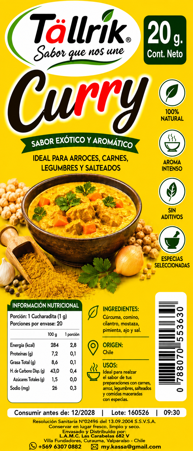 Etiqueta de Curry Tallrik